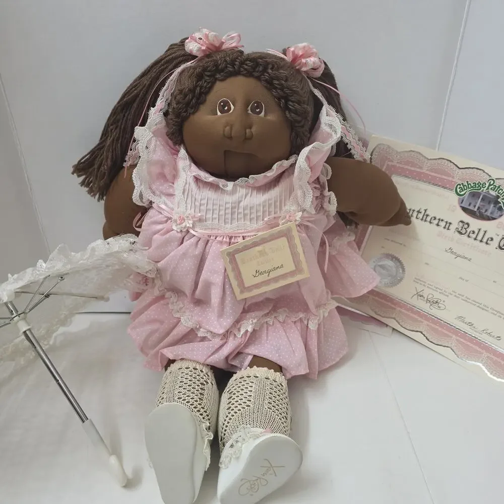1986 Cabbage Patch Kids Southern Belle African American Doll COA Umbrella
